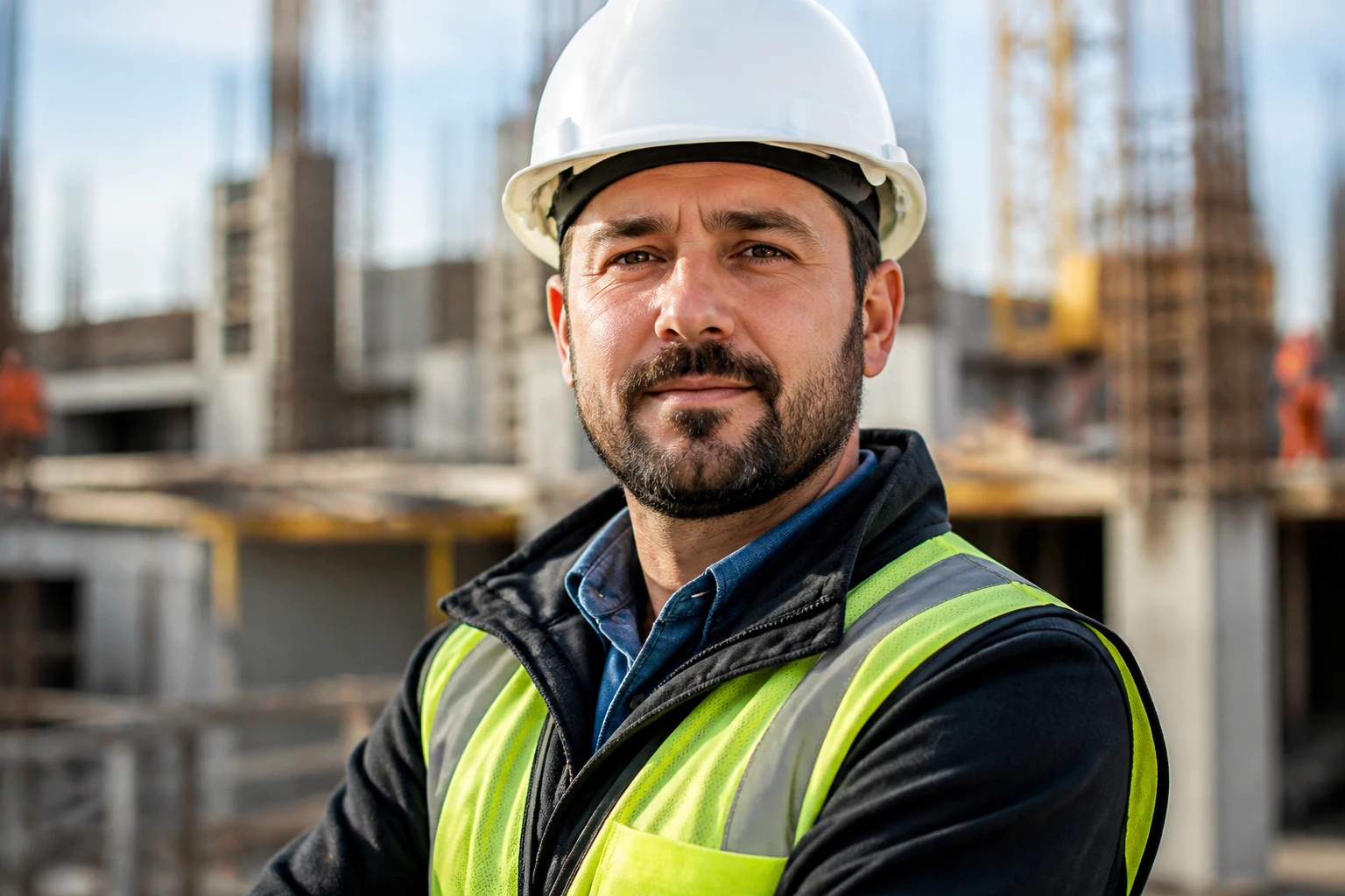 Civil engineer on a construction site highlighting essential skills and credentials