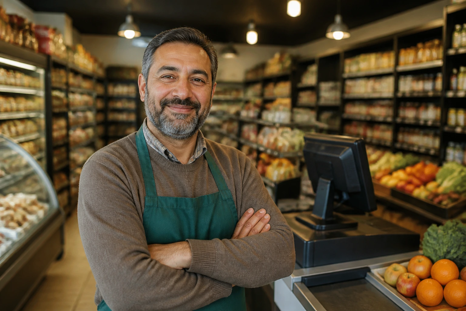Small-town store owner in a conversation about sponsorship for foreign cashiers