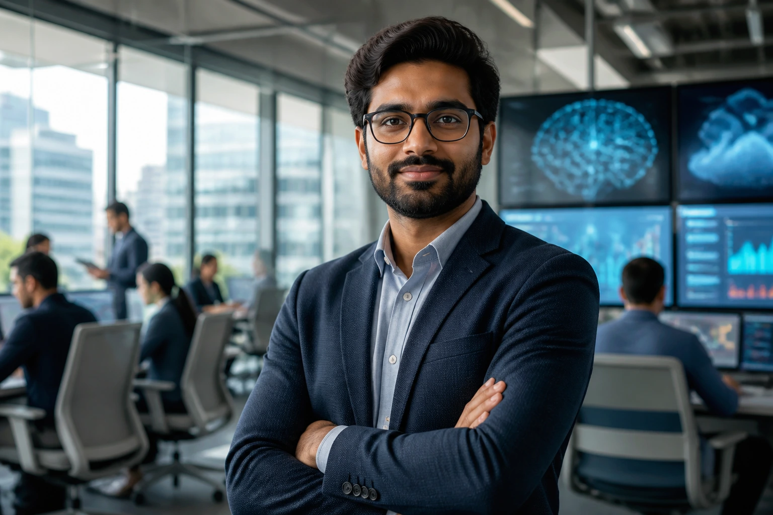 Confident professional in a modern office, representing sponsor-heavy industries