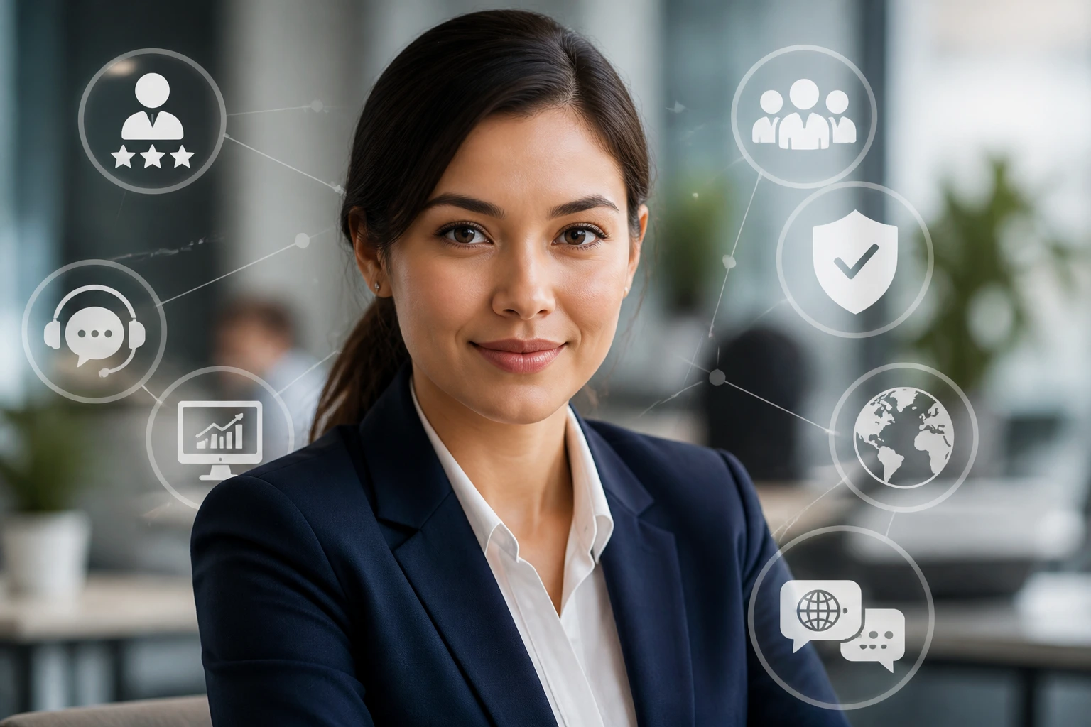 Professional with symbolic icons representing sponsorship-ready skills