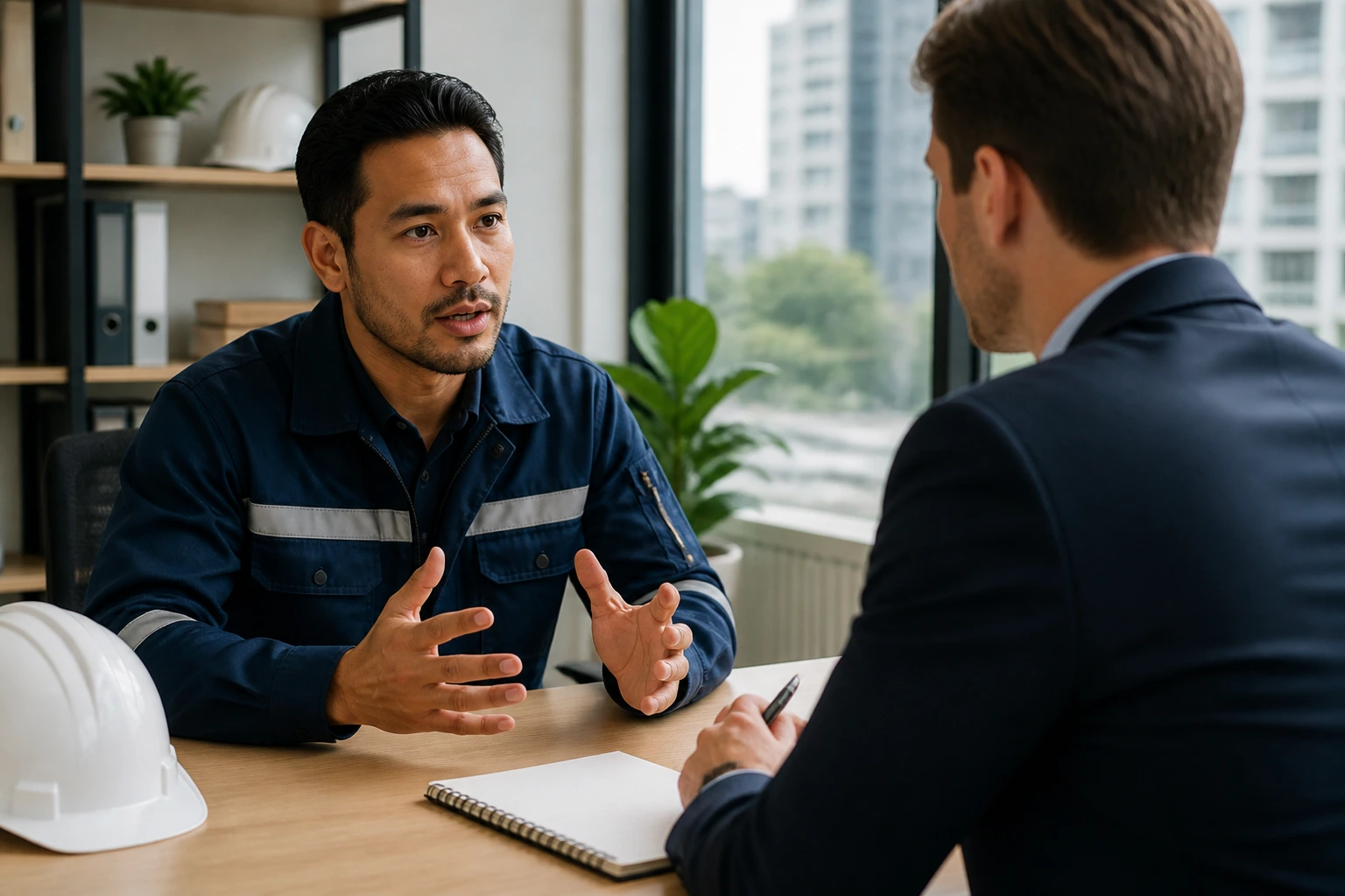 Person in a meeting asking questions about a sponsored job