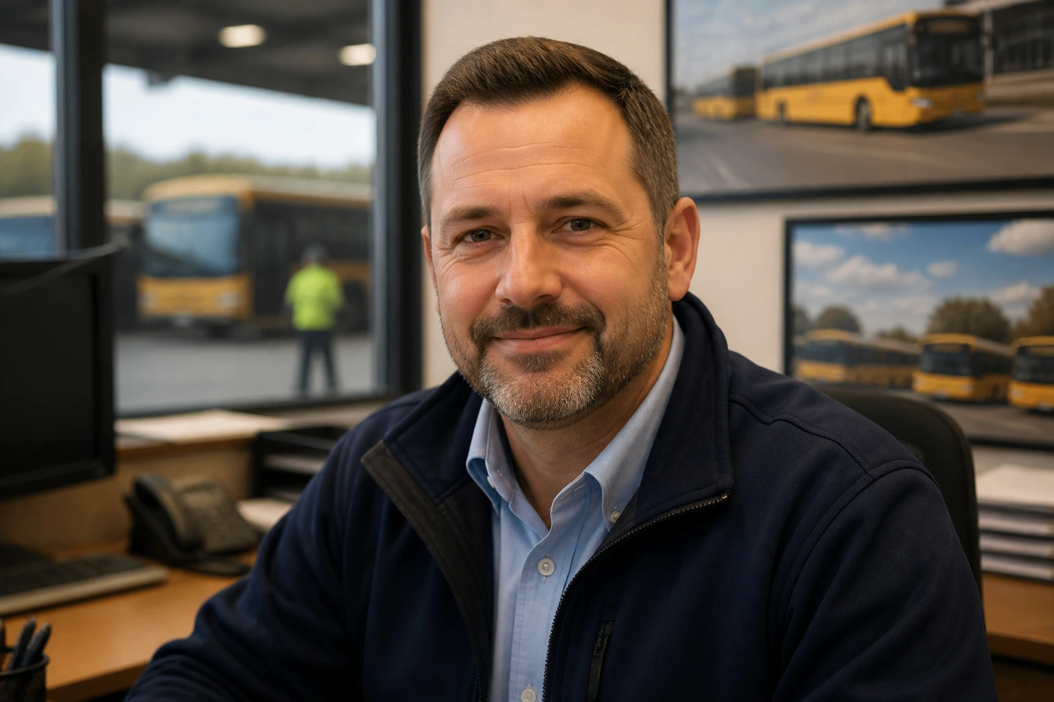 Bus operator recruiter in office ready to sponsor roles