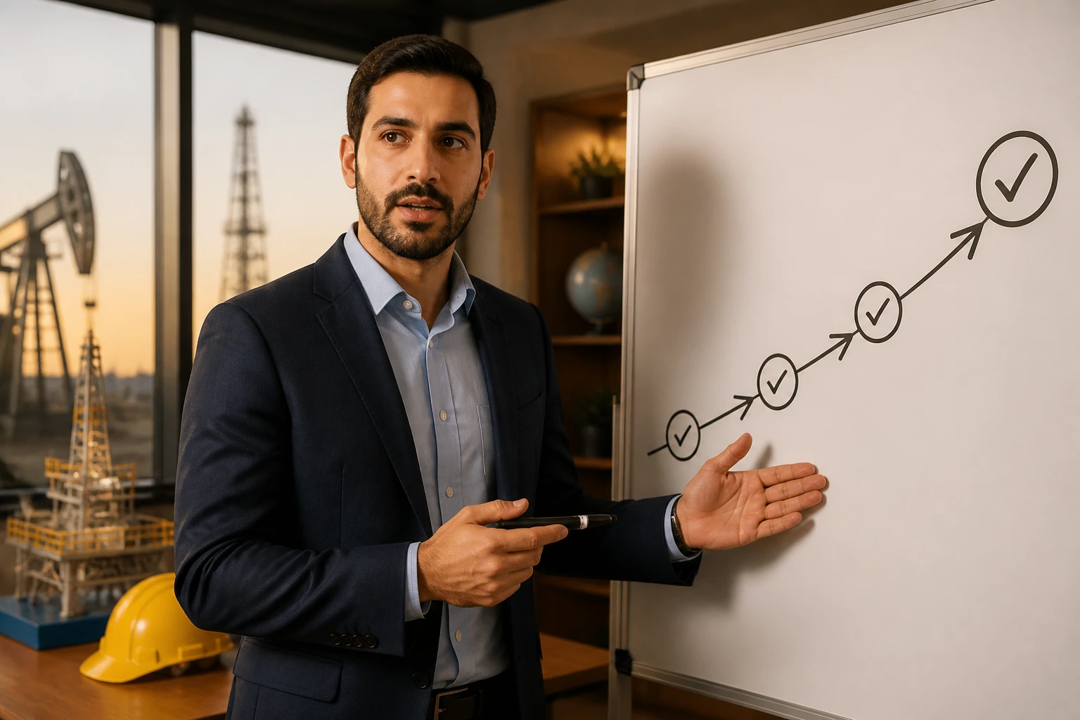 Engineer outlines path to sponsorship on whiteboard