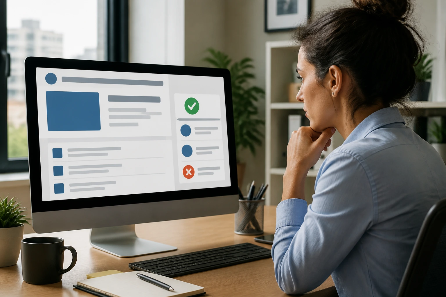Person evaluating a sponsorship job ad on a computer