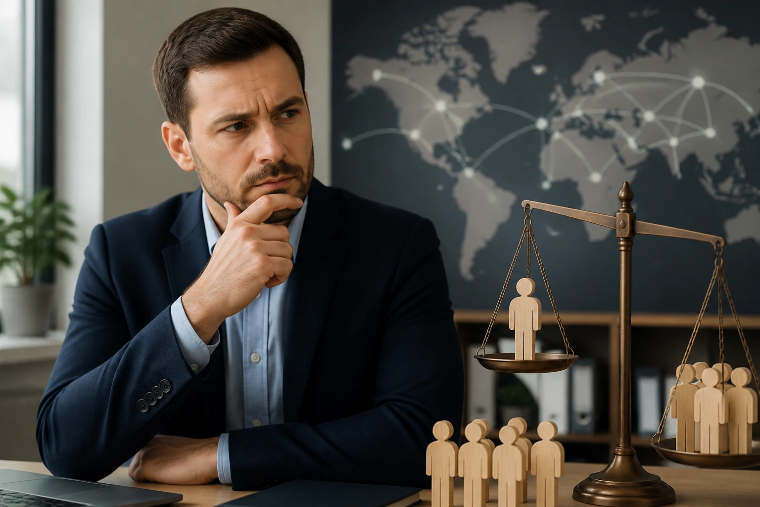 Business professional in a quiet office illustrating sponsorship decision factors