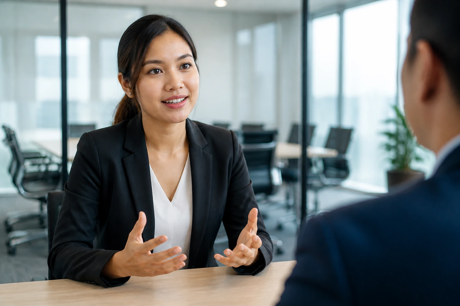 Candidate in sponsorship interview presenting concrete examples