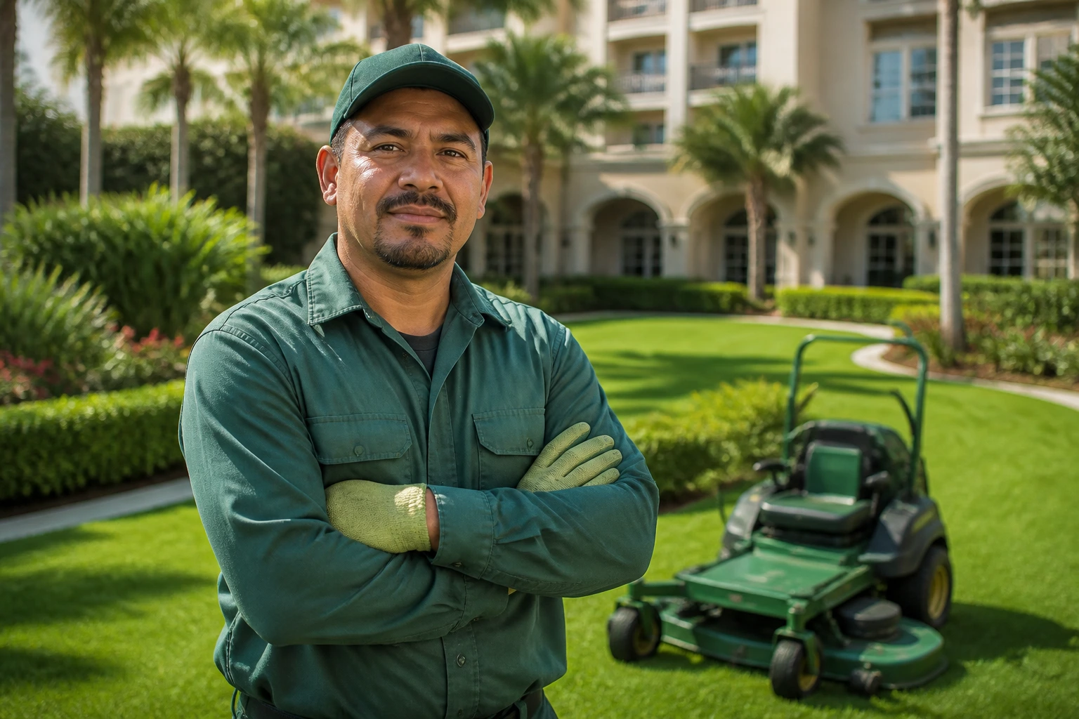 Groundskeeper in uniform in a resort setting illustrating sponsorship rationale