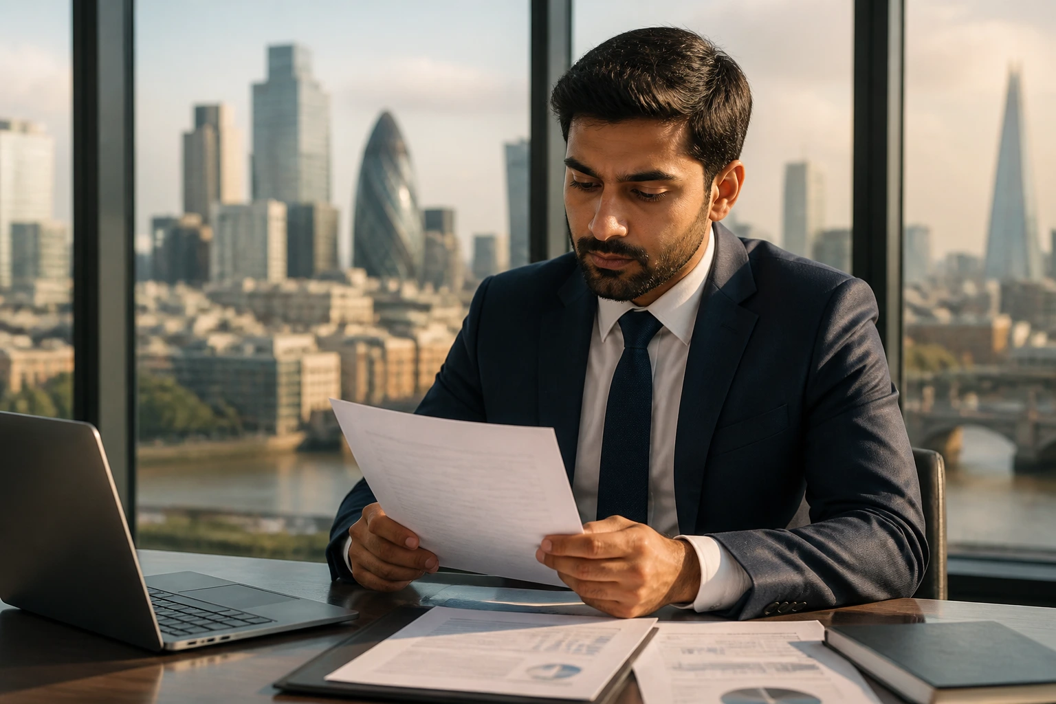 Professional headshot of a candidate in a London office, symbolizing identifying sponsor firms