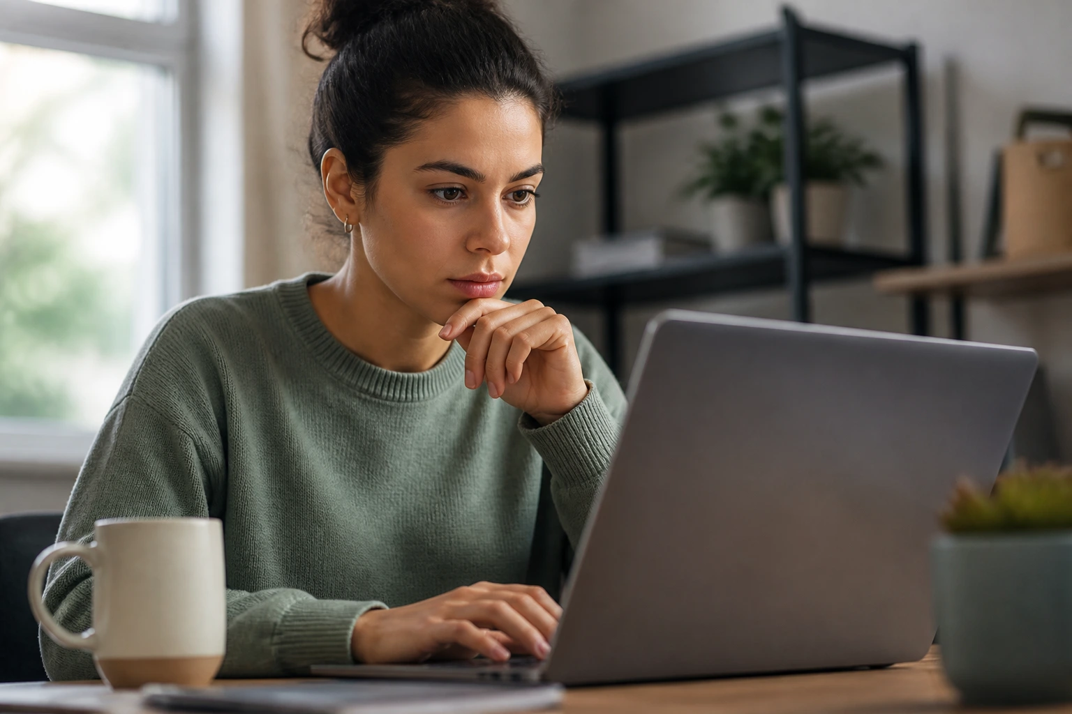 Person using laptop with screen angled away to avoid text, representing sponsor search