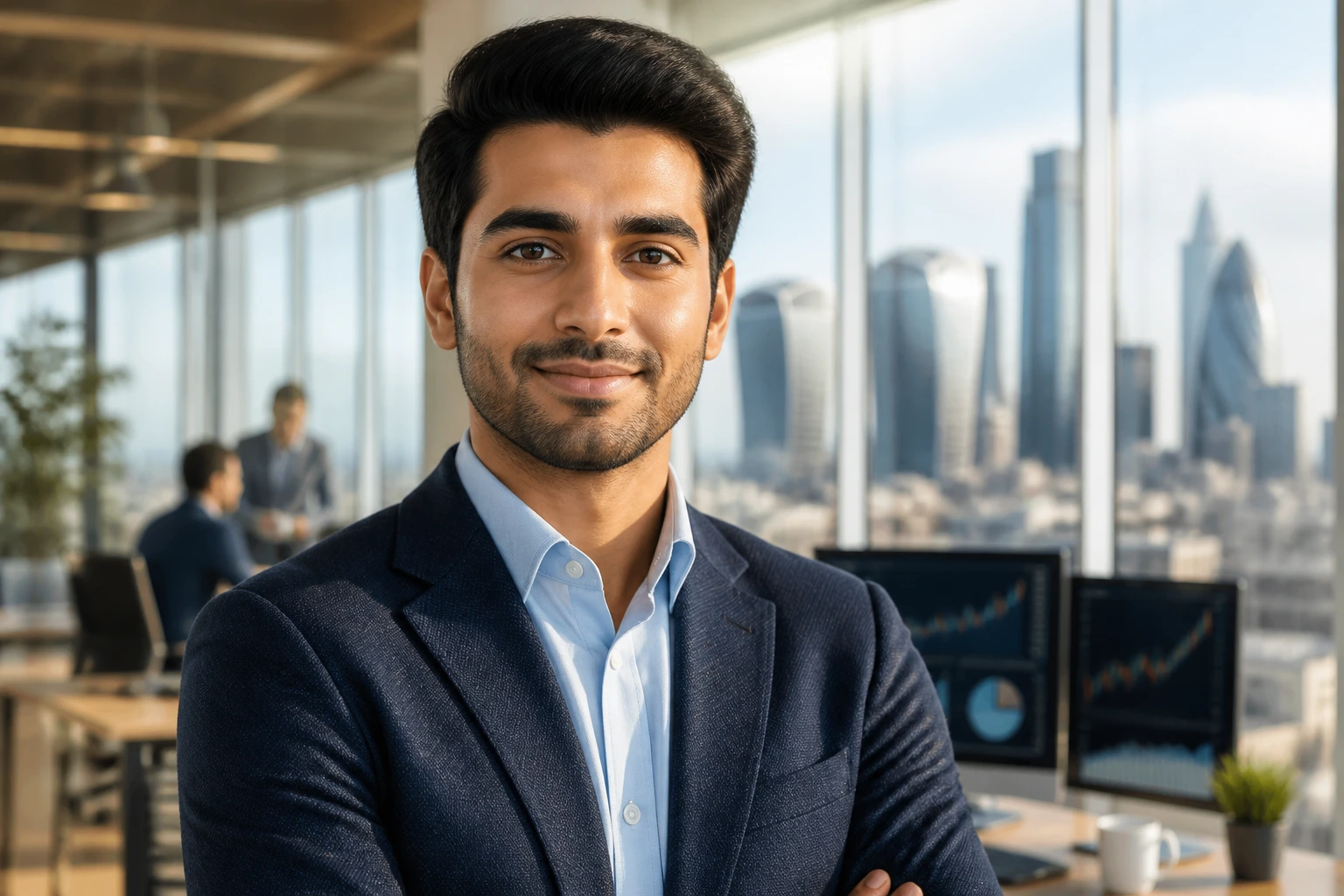 Portrait of a confident analyst in a modern office, illustrating genuine sponsorship opportunities