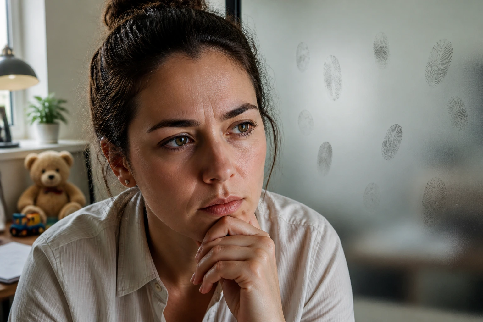 Nanny evaluating sponsorship options with red flags in the background