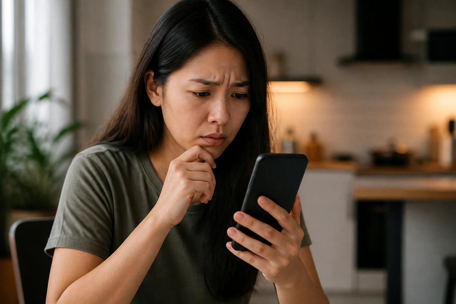 Person on phone recognizing sponsorship scam