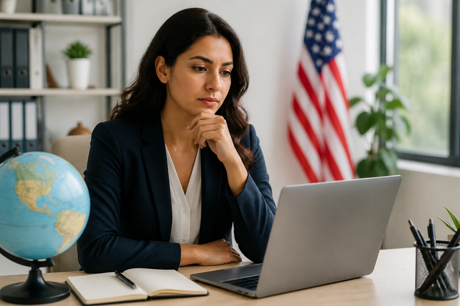 Professional evaluating sponsorship documents at a desk to avoid scams.