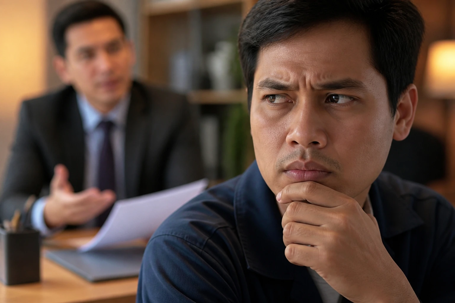 Skeptical candidate during sponsorship discussion
