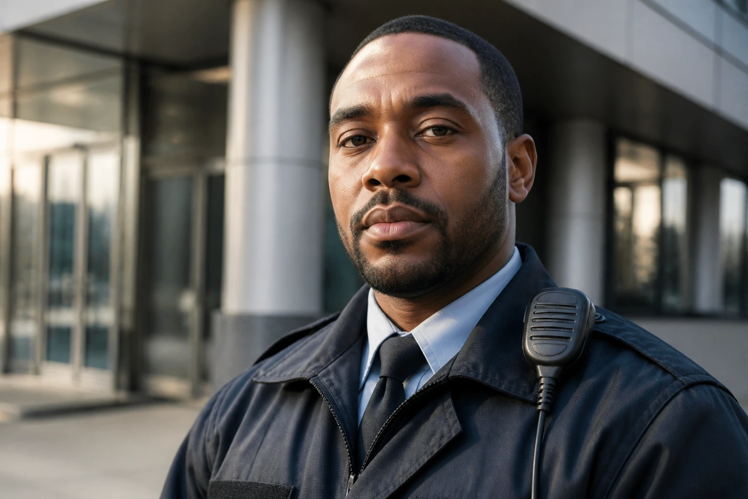 Portrait of a security guard in uniform illustrating sponsorship meaning