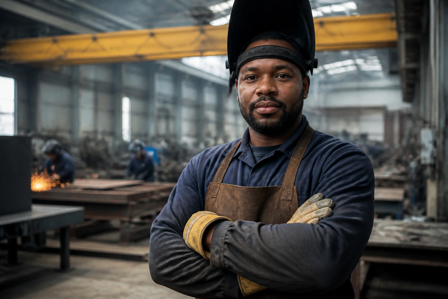 Welder on a busy shop floor representing sponsorship opportunities