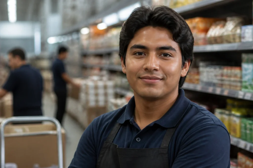 Stocker portrait suggesting career progression within grocery jobs