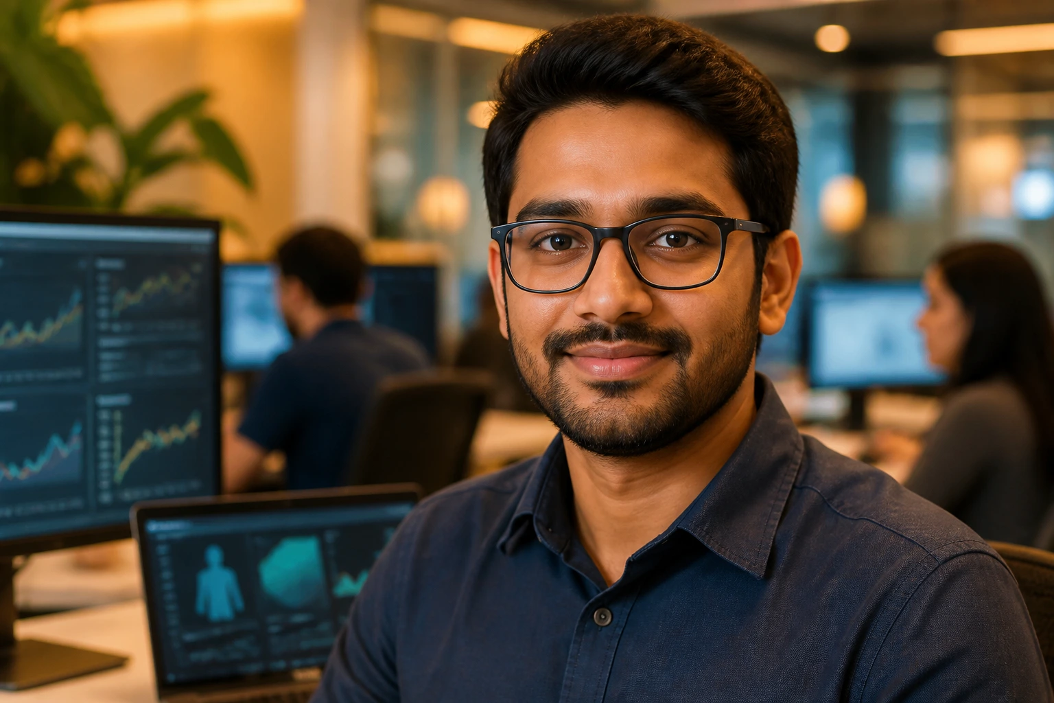 Portrait of a Sun Life Financial tech professional in a digital health hub.
