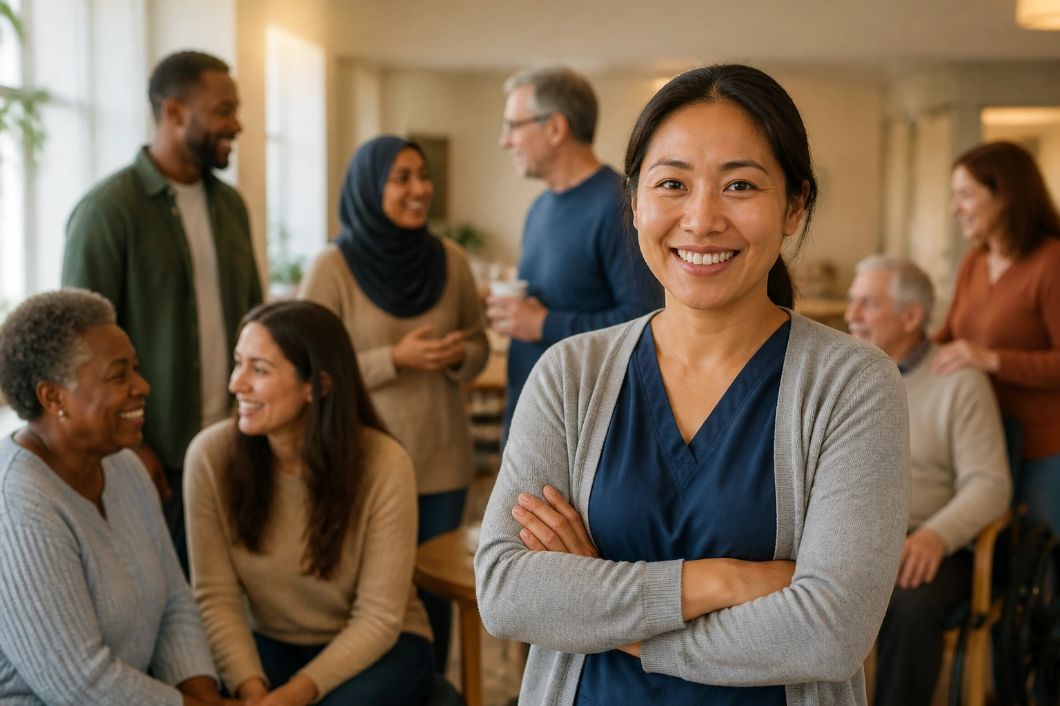 Person building community and support network in a Canadian setting