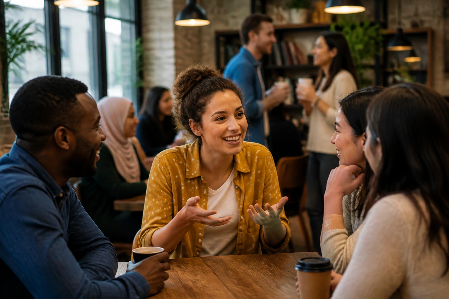 Teacher portrait in a social setting illustrating building support networks