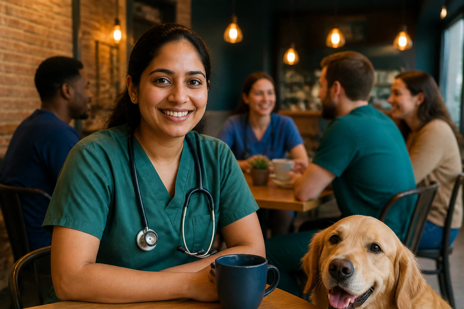 Portrait of an international vet in social setting