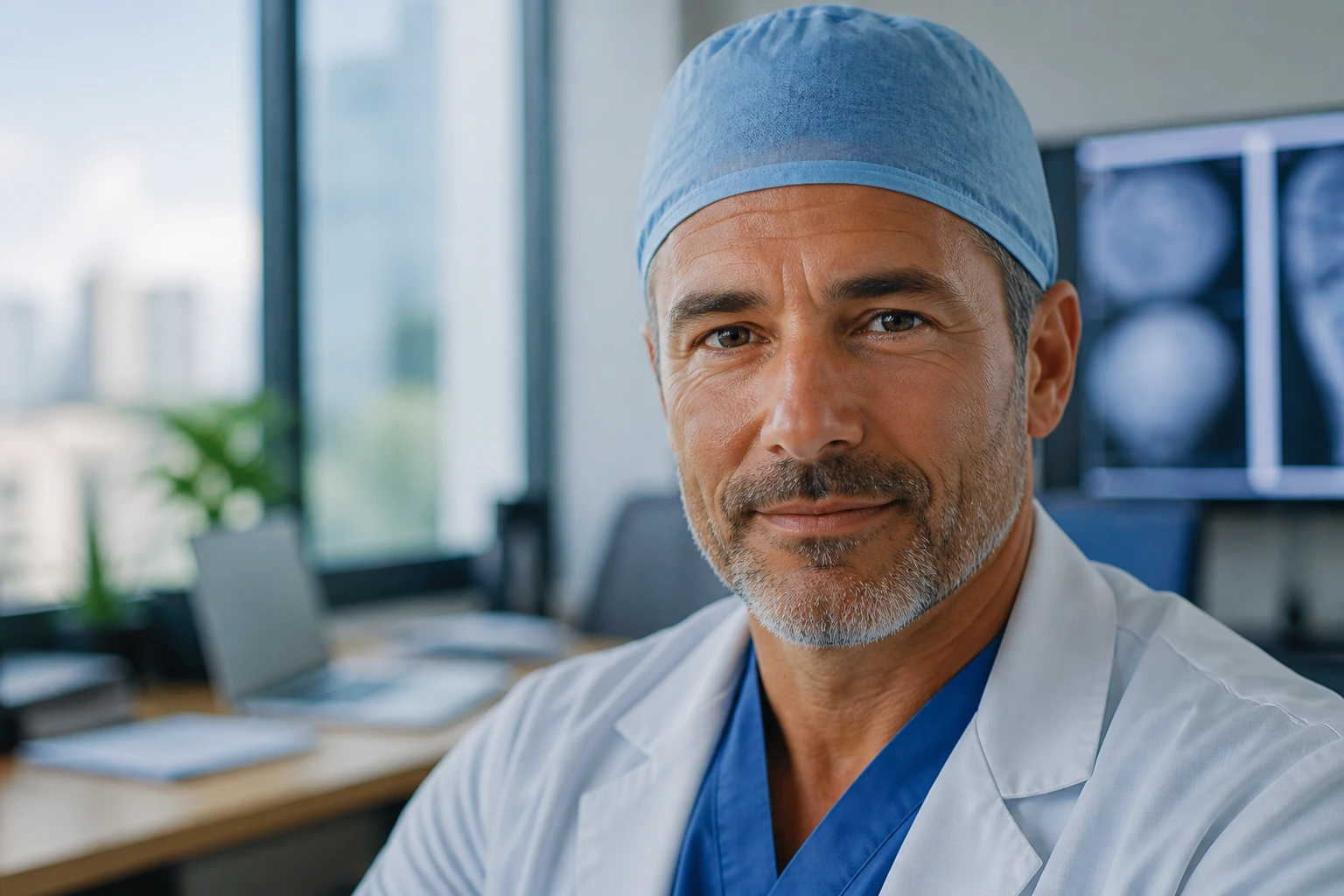 Surgeon in a hospital office posing for a portrait