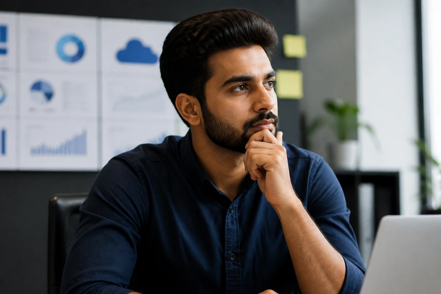 Portrait of a cloud engineer in a professional UK office, representing CV mastery.