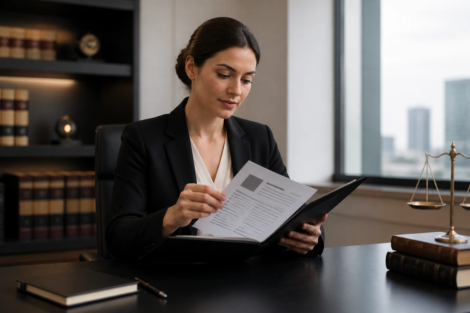 Professional reviewing a blank resume sheet in a modern office, targeting UK recruiters.