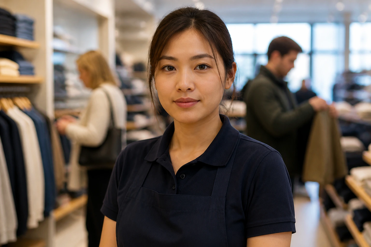 Portrait of an overseas retail worker in a UK store