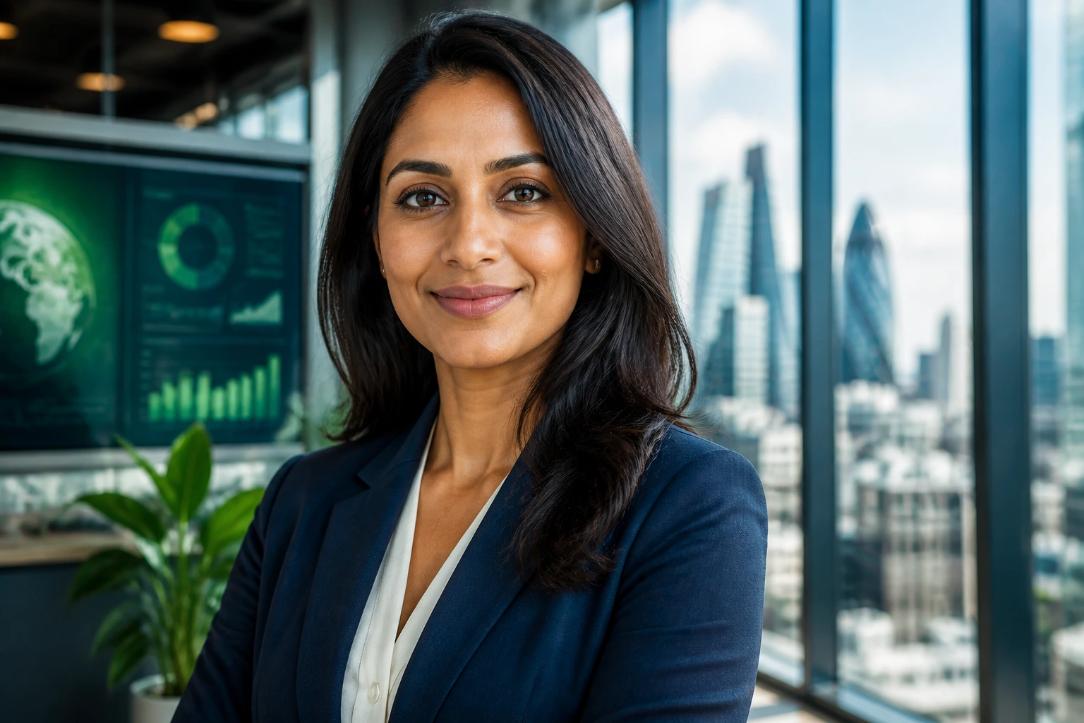 Close-up portrait of a professional in a London office representing Unilever and Compass strategy