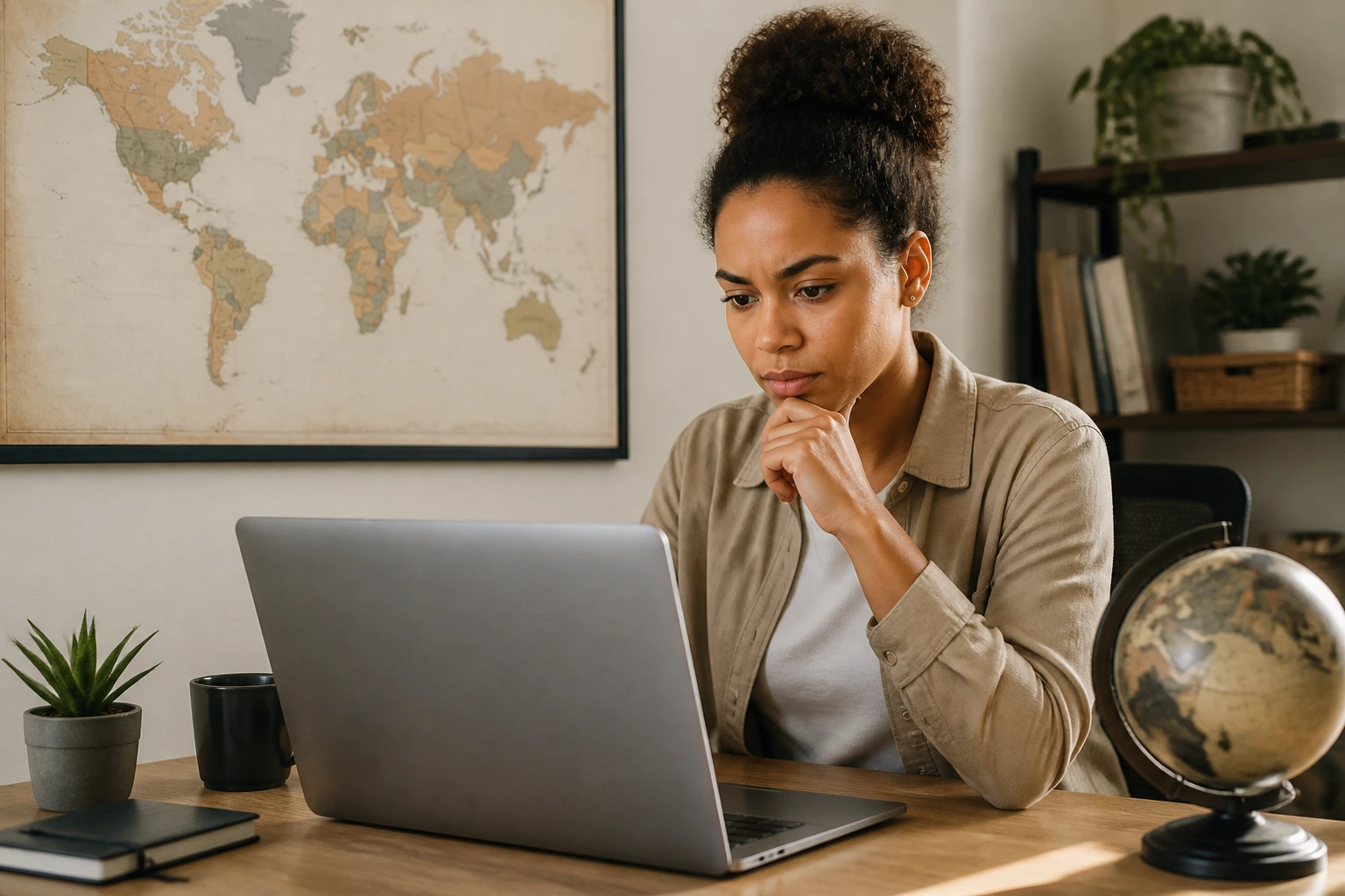 Close-up of a professional planning contingency with a remote work mindset