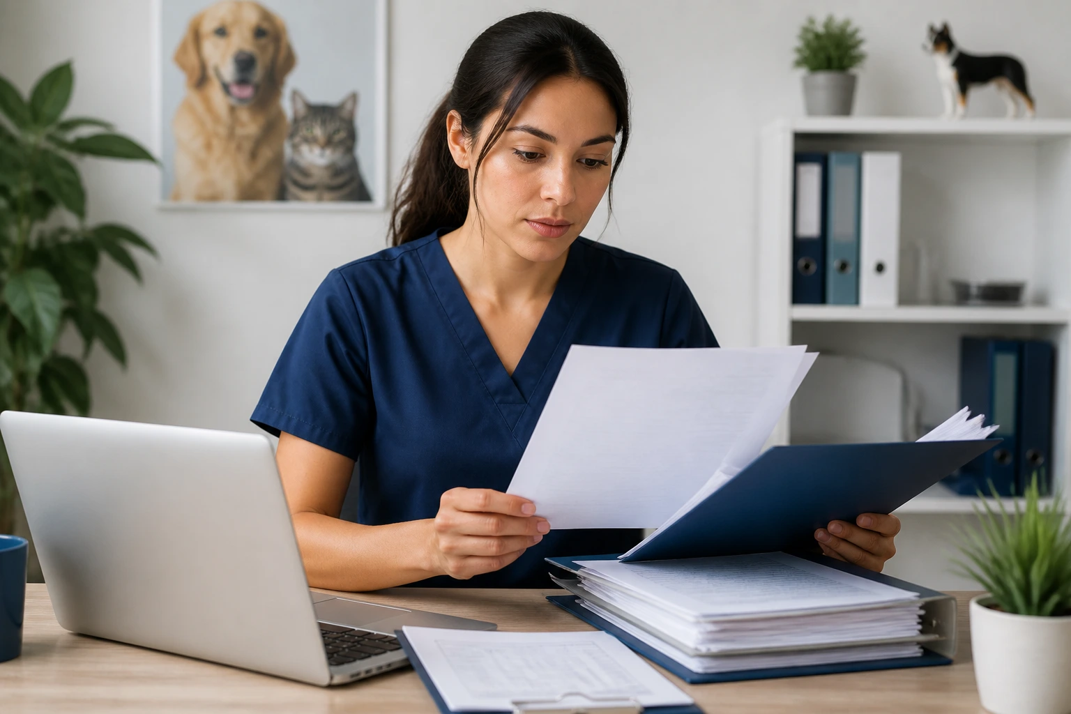 Applicant reviewing official visa and employment guidance in an office