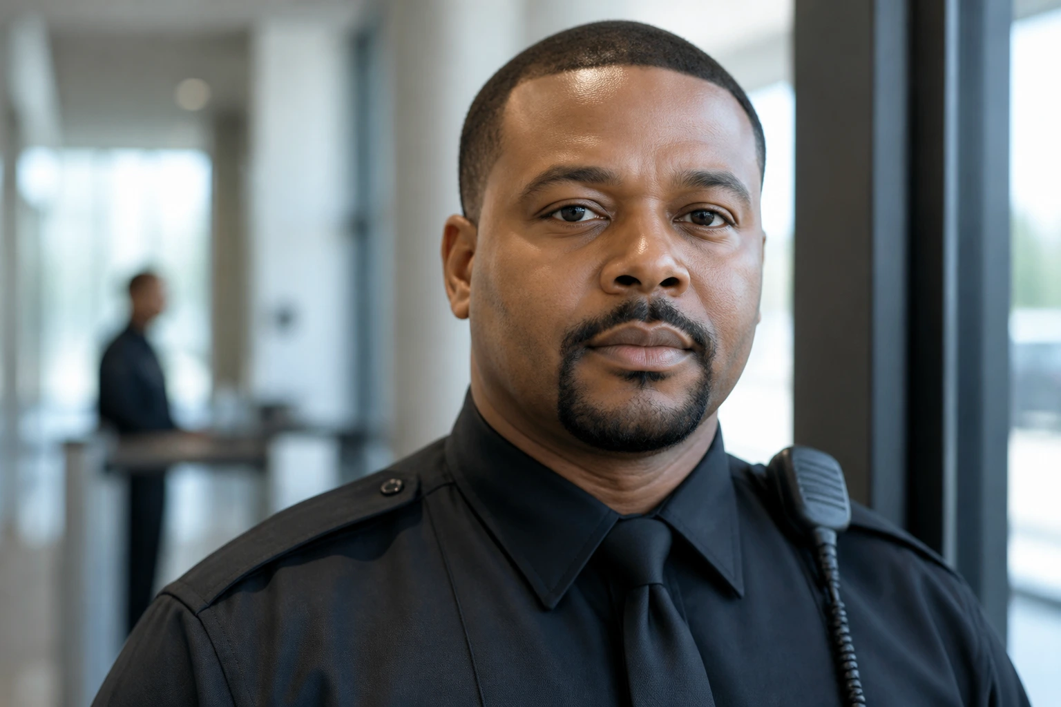 Portrait of a security guard illustrating visa path considerations