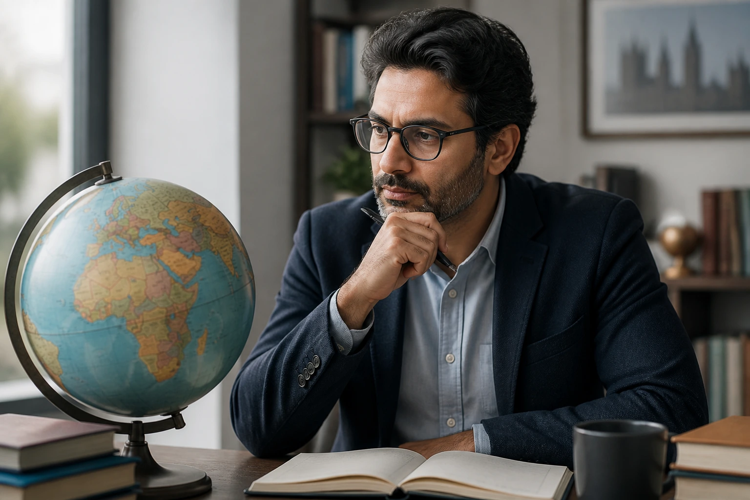 Academic planning long-term visa strategy with a globe