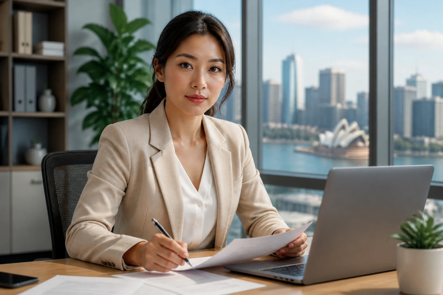 Professional in office depicting visa sponsorship concept
