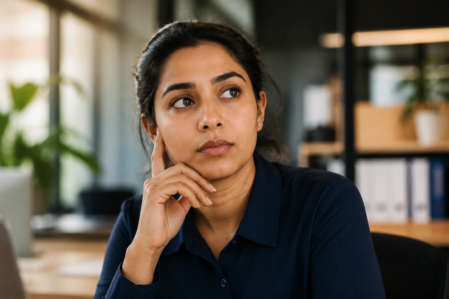 Close-up portrait of a professional explaining visa sponsorship in an office setting