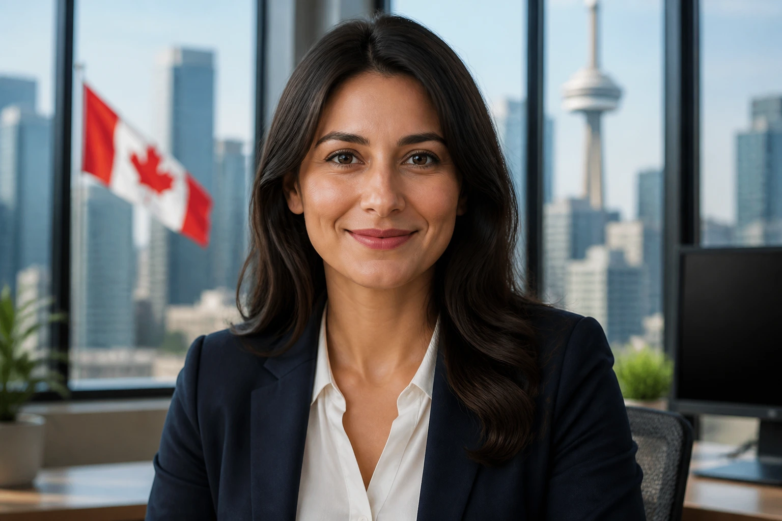 Portrait of a professional in a Canadian office representing visa sponsorship jobs.