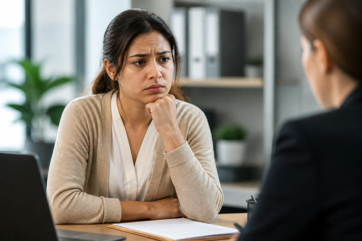 Portrait of a job candidate in an office, symbolizing visa sponsorship challenges