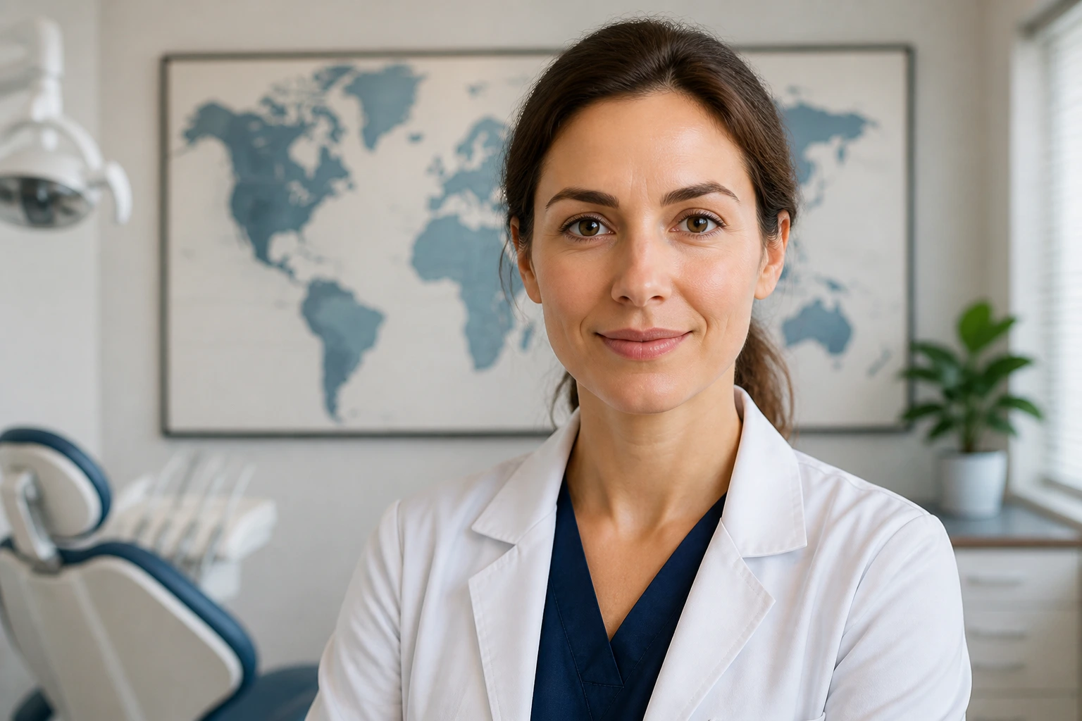 Dentist in office illustrating visa sponsorship concepts through setting