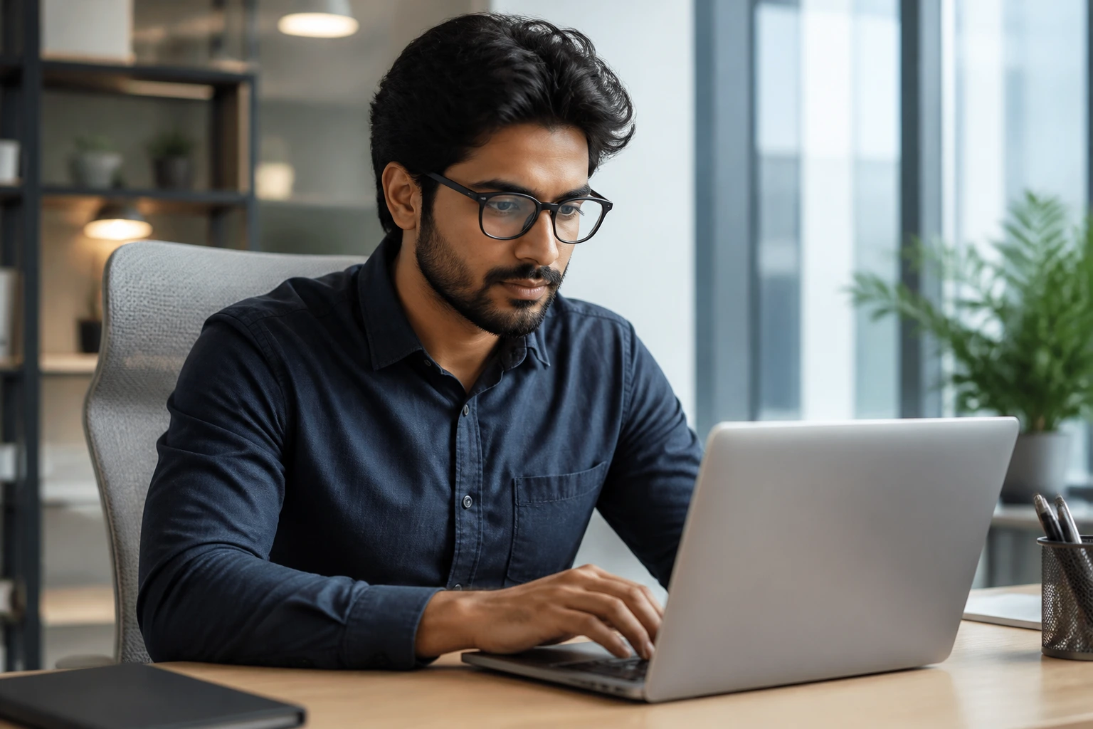Data scientist at a tidy desk searching for sponsored roles.