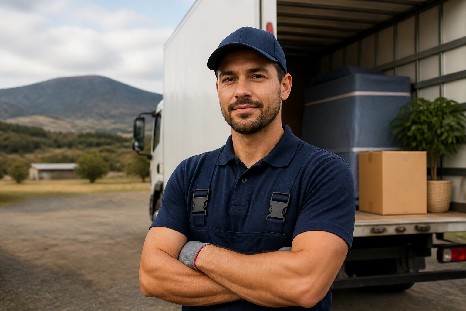Removalist in regional yard ready for work