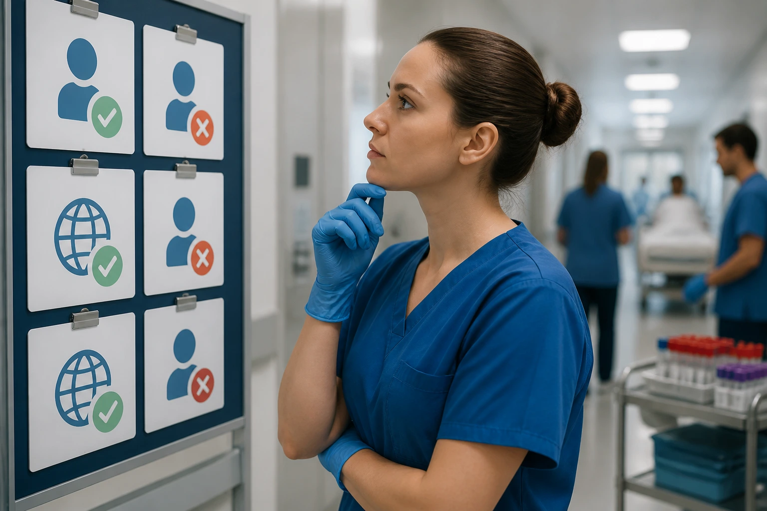Phlebotomist considering visa-sponsorship eligibility in an NHS setting.