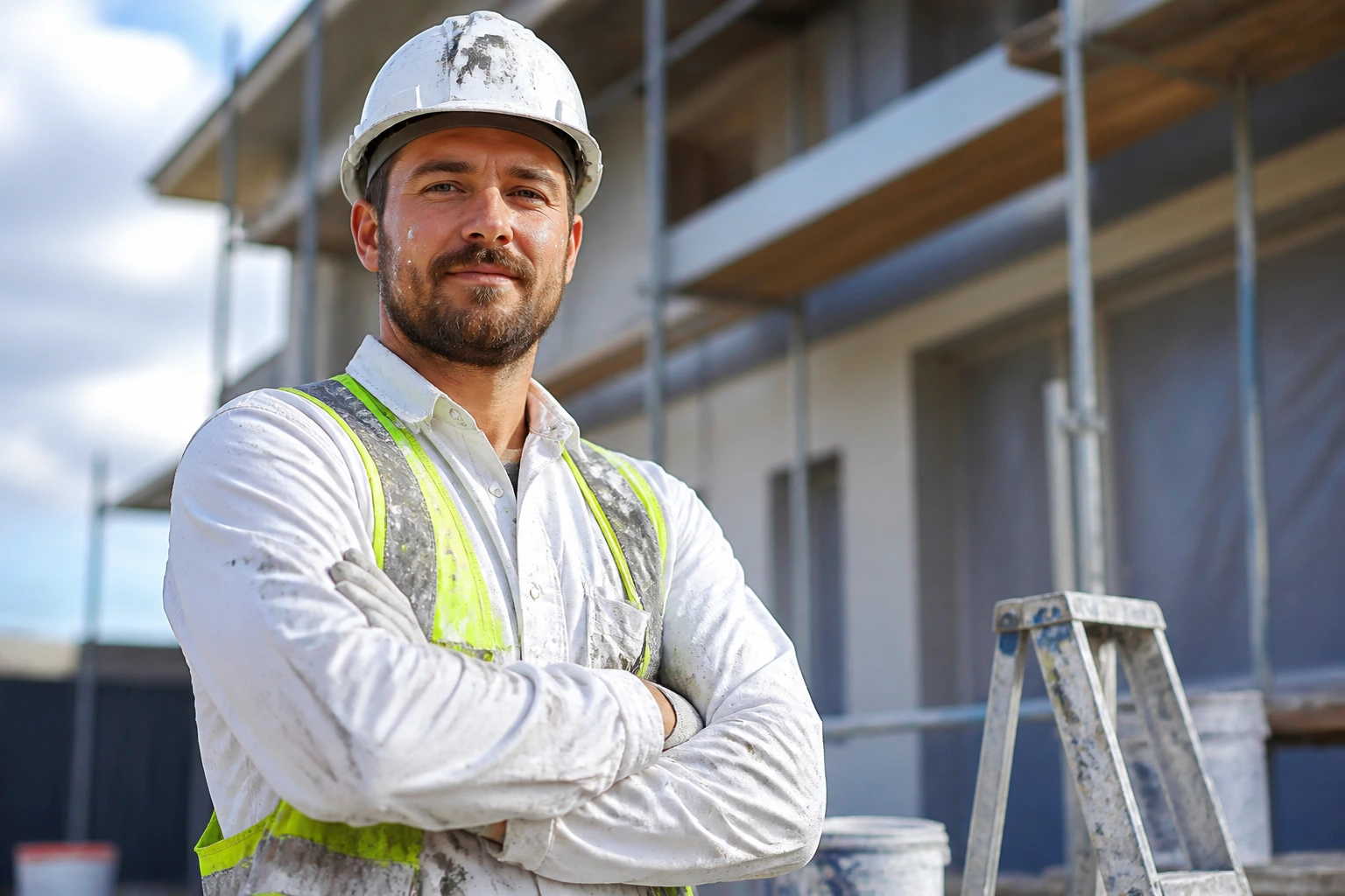 Portrait of a painter on site illustrating visa sponsorship and readiness for work rights.