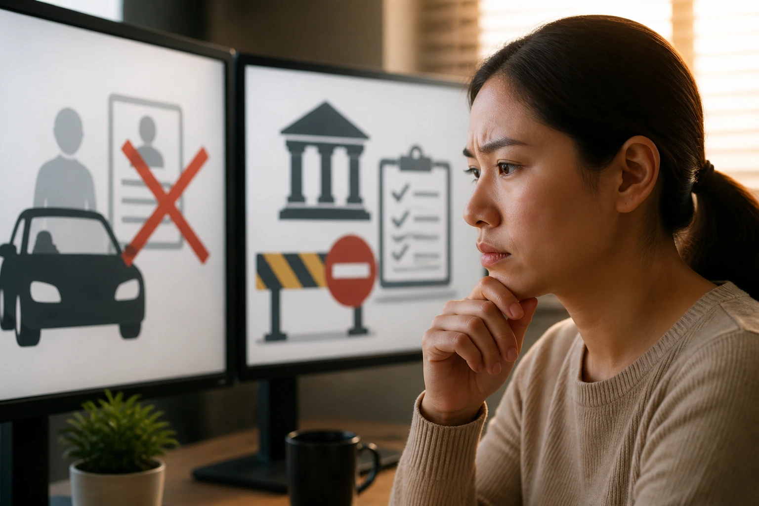 Person considering the rarity of direct visa sponsorship for rideshare driving