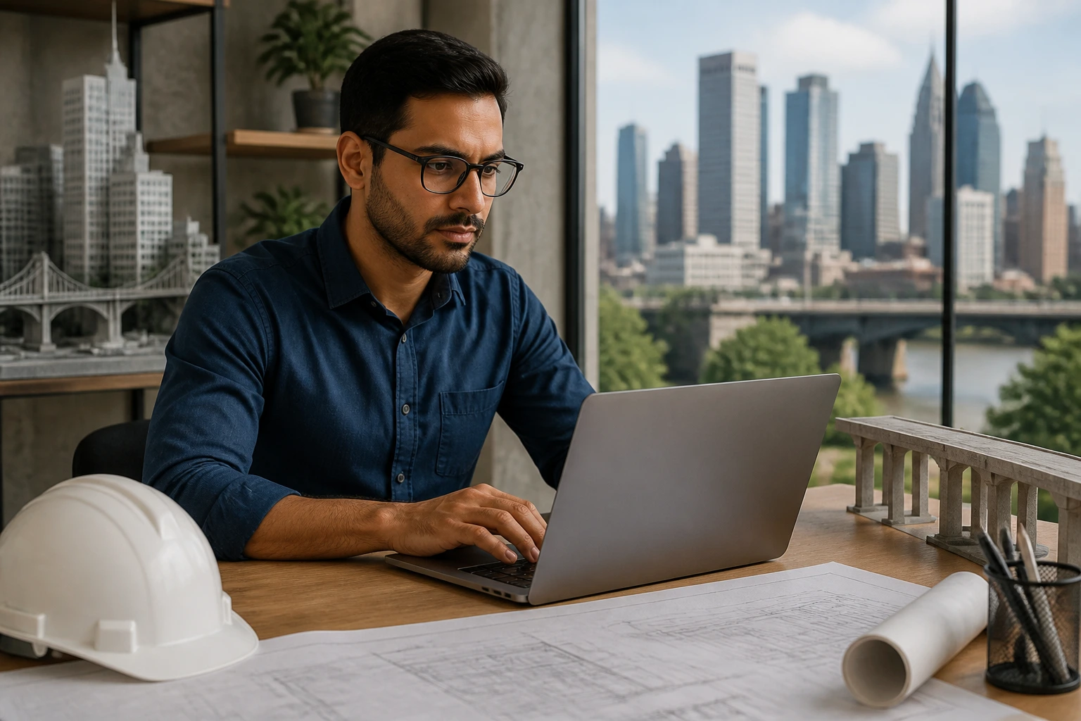 Professional at a desk scanning for visa sponsorship civil engineer jobs