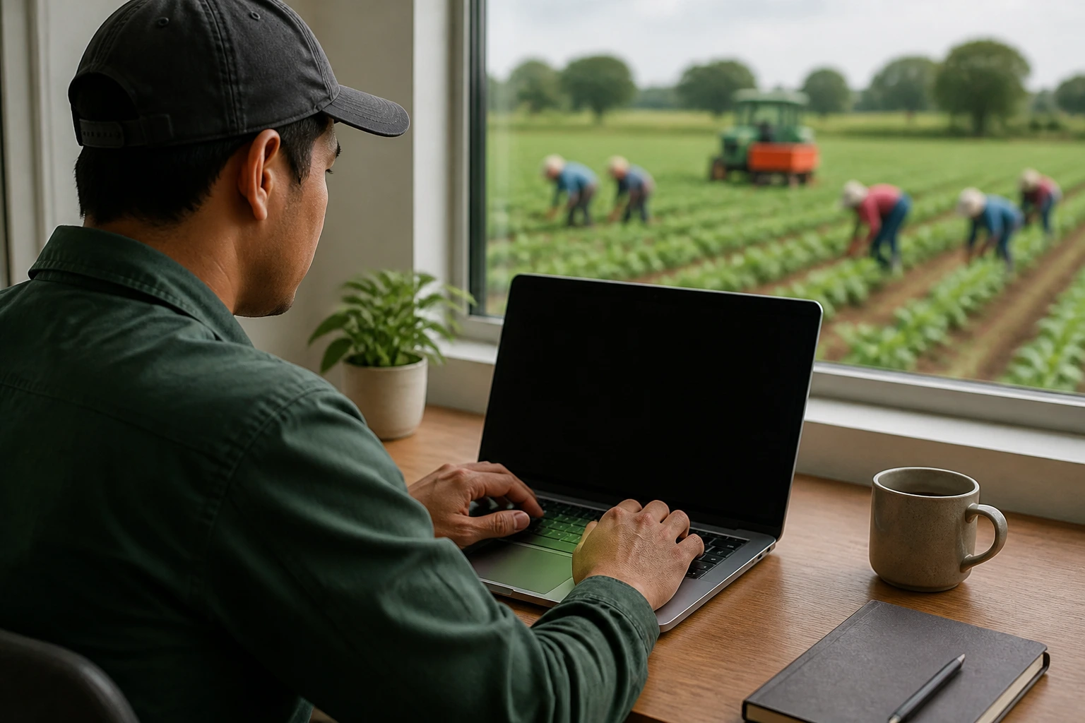 Person applying for visa sponsorship at a desk with laptop