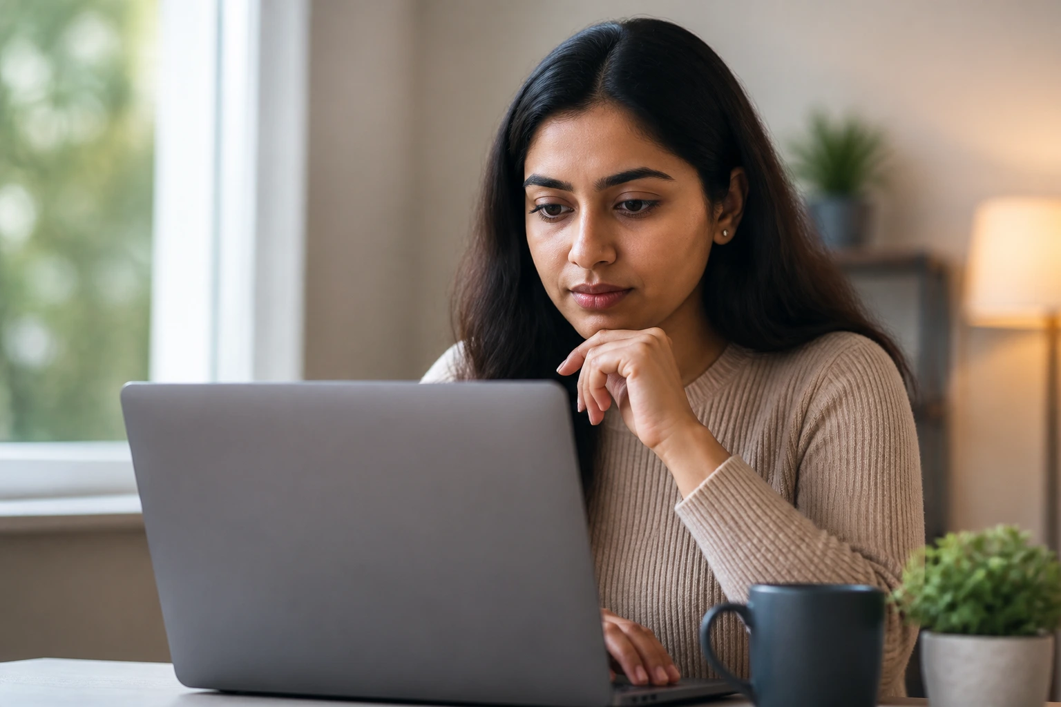 Focused person at a desk researching visa sponsorship supermarket jobs