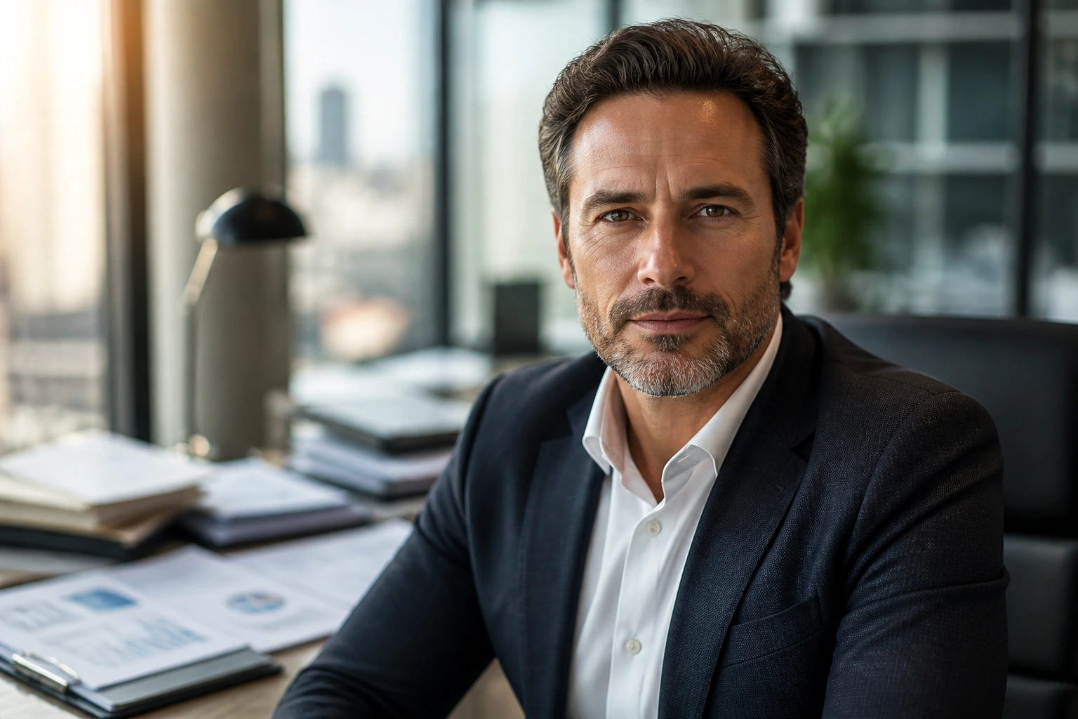 Close-up portrait of experienced underwriter in a well-lit office