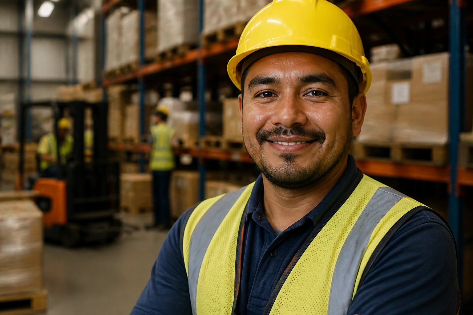 Worker in safety gear in a warehouse, illustrating sponsorship coverage context
