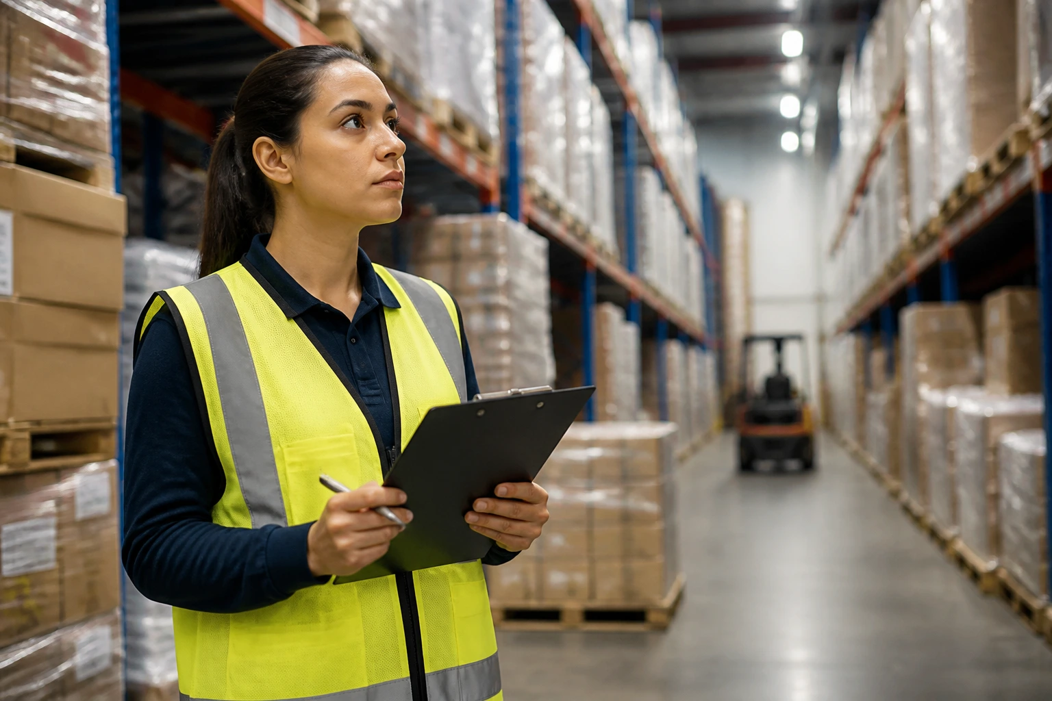 Warehouse worker in hi-vis vest representing alternative roles near department stores